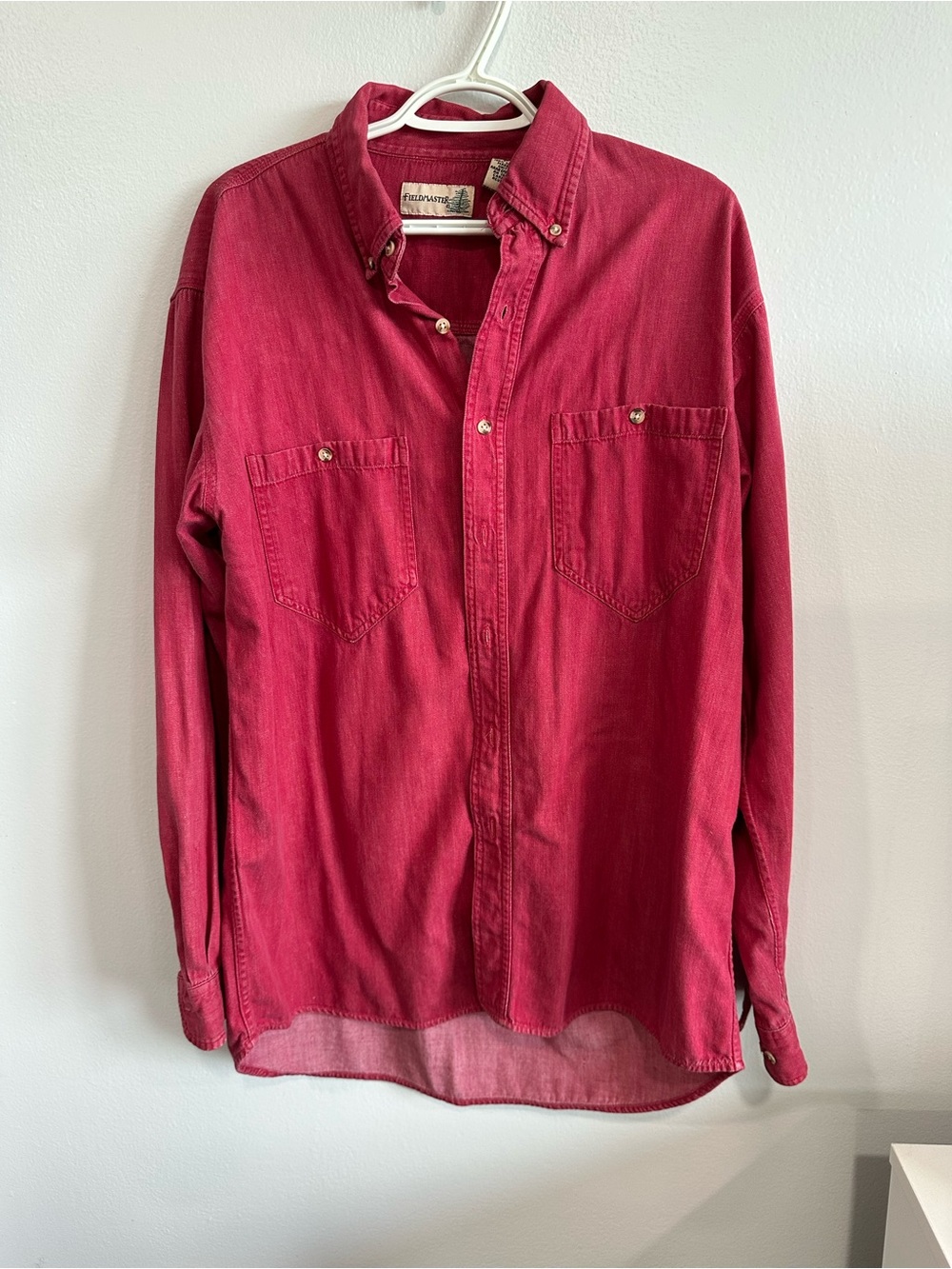 Vintage FieldMaster Red 100% Cotton Button Down Shirt Men’s LT Long Sleeve USA